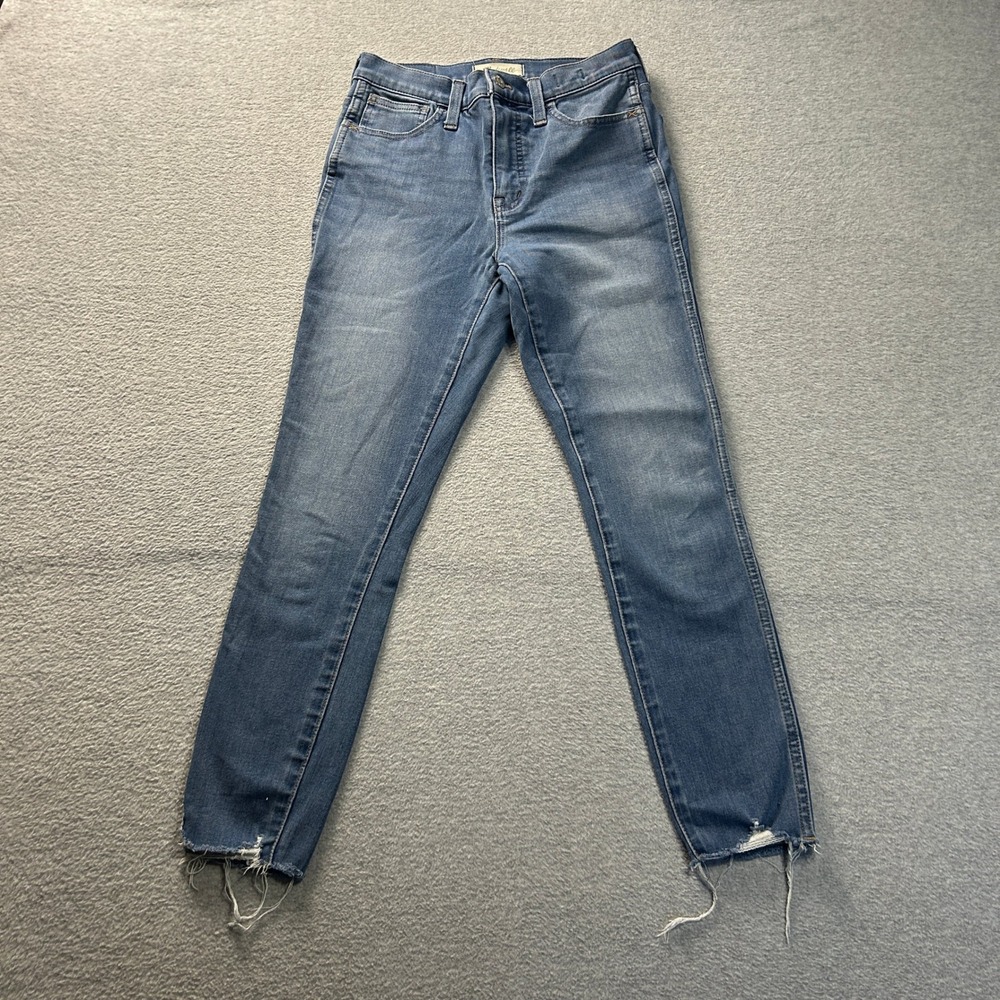 Madewell 10 High Rise Jegging Jeans Womens 26 Medium Blue Skinny Raw Hem Stretch